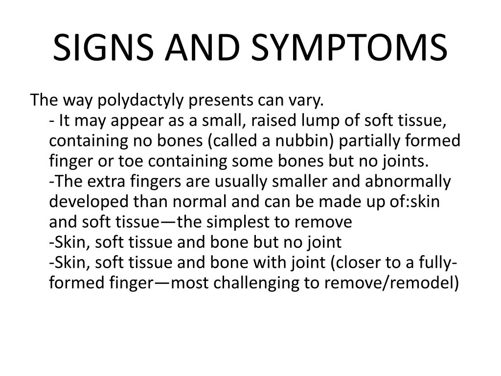 signs and symptoms