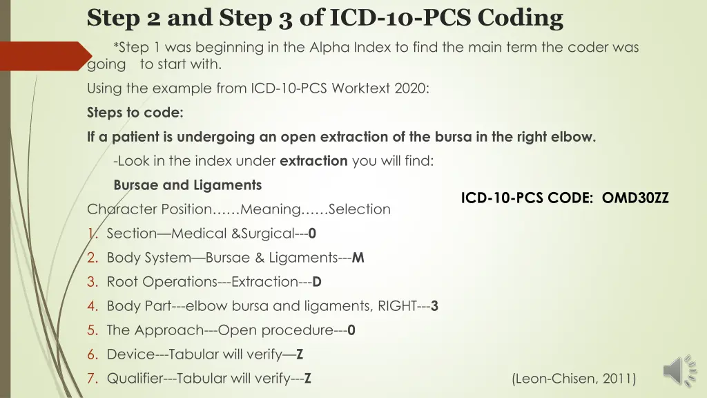 step 2 and step 3 of icd 10 pcs coding