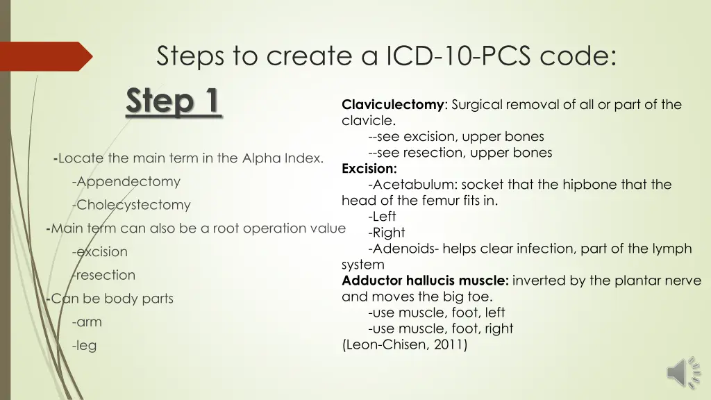 steps to create a icd 10 pcs code step 1 clavicle