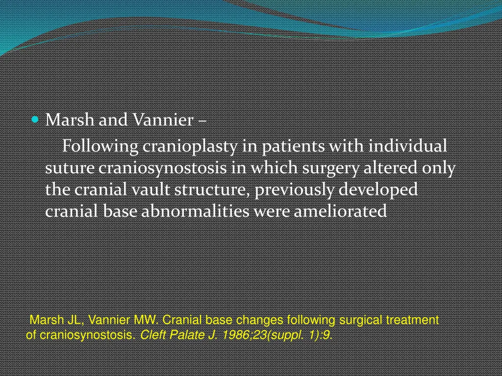 marsh and vannier following cranioplasty