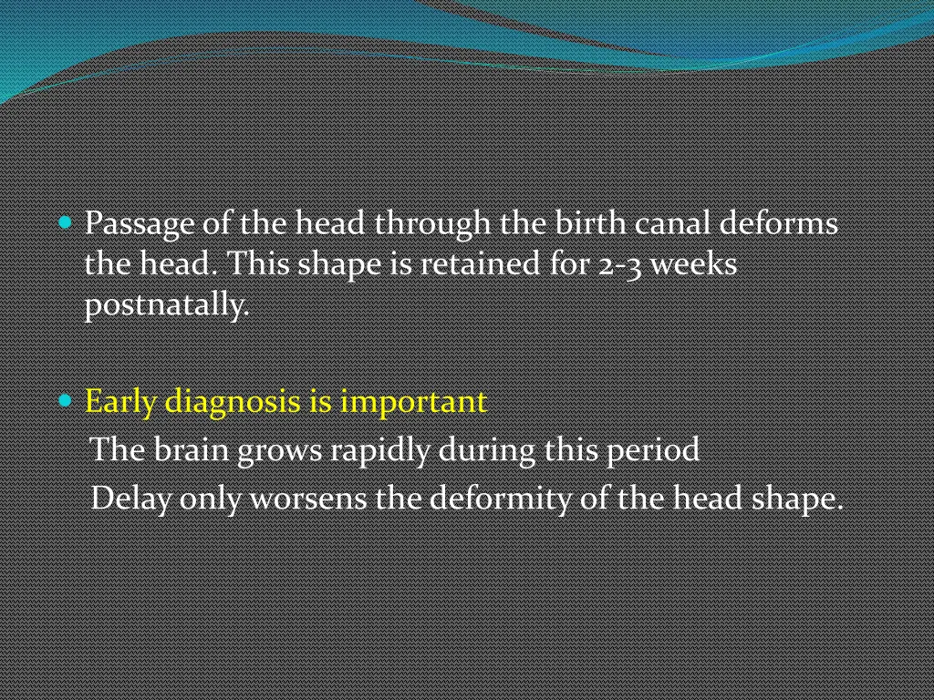 passage of the head through the birth canal