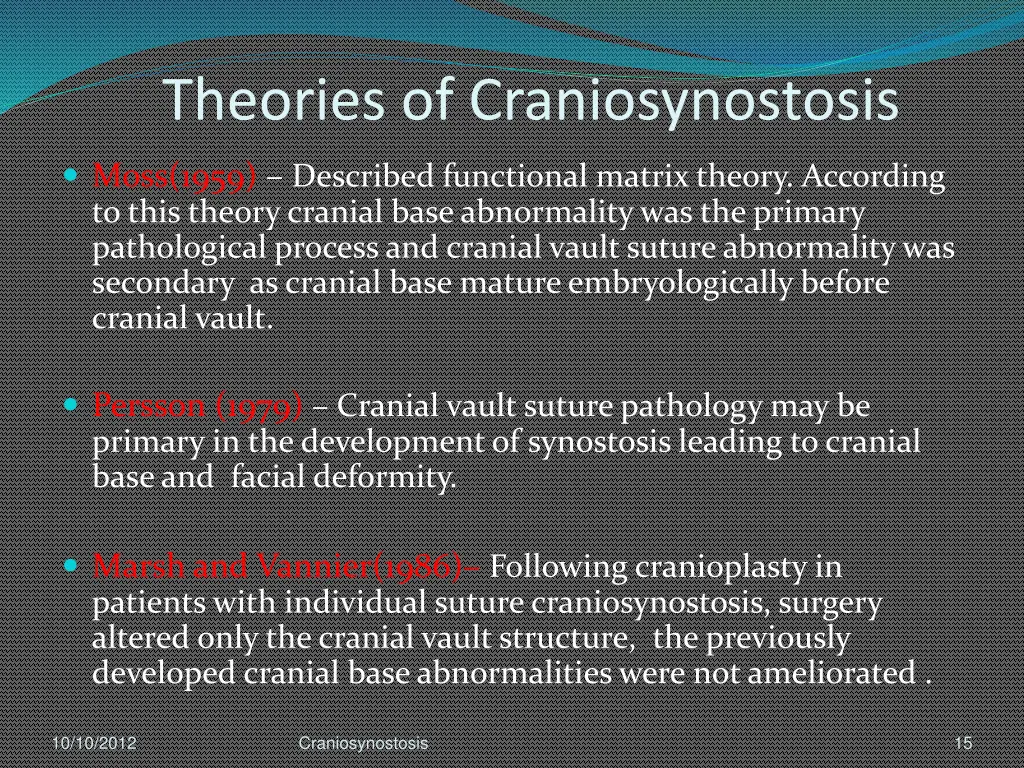 theories of craniosynostosis