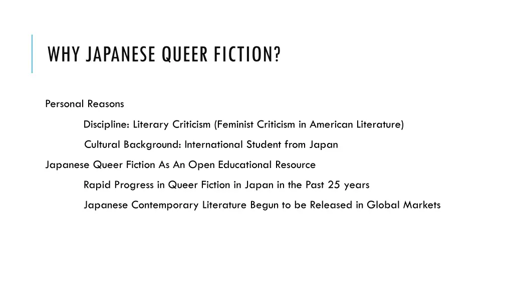 why japanese queer fiction