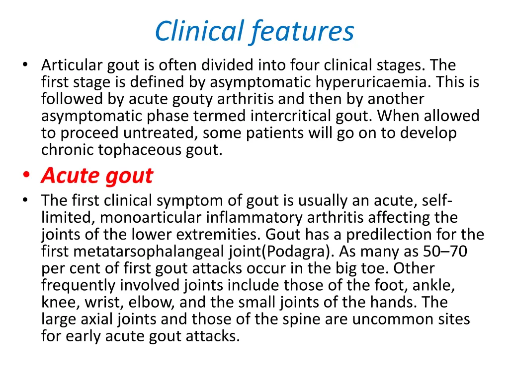 clinical features