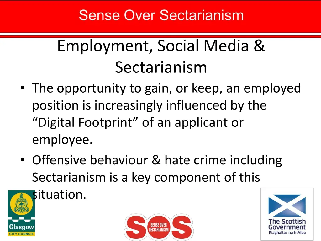 employment social media sectarianism