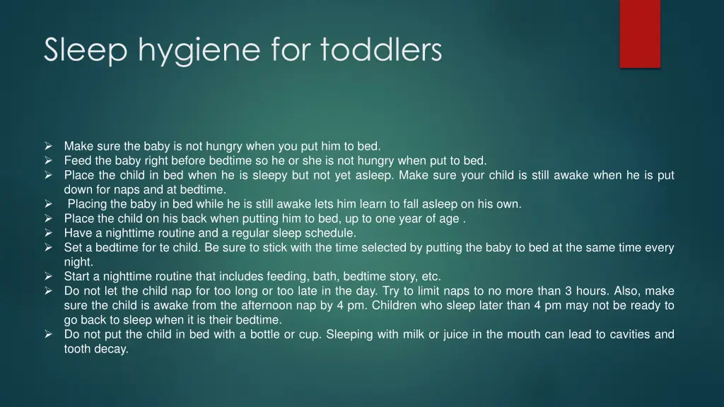 sleep hygiene for toddlers