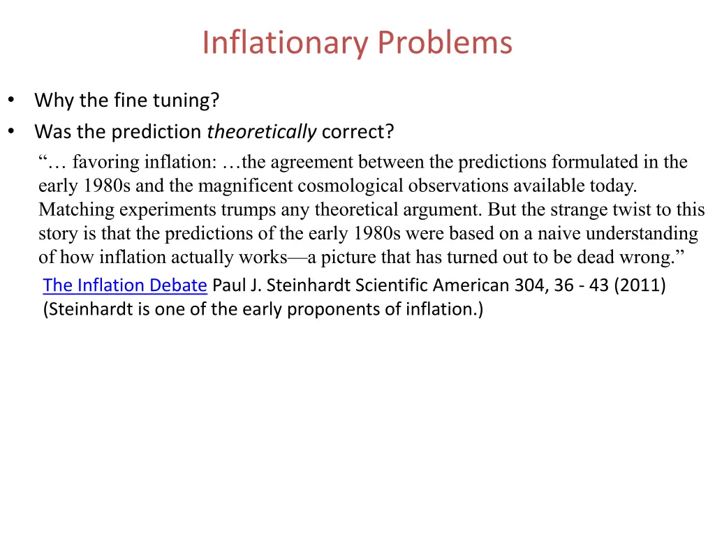 inflationary problems