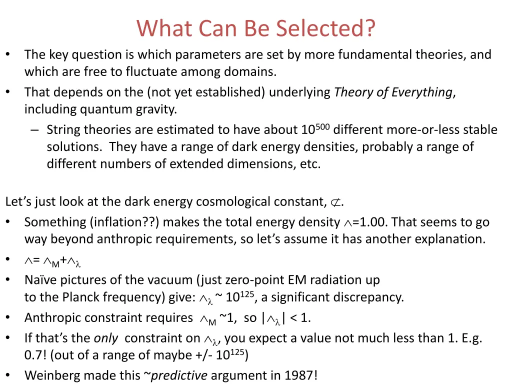 what can be selected the key question is which