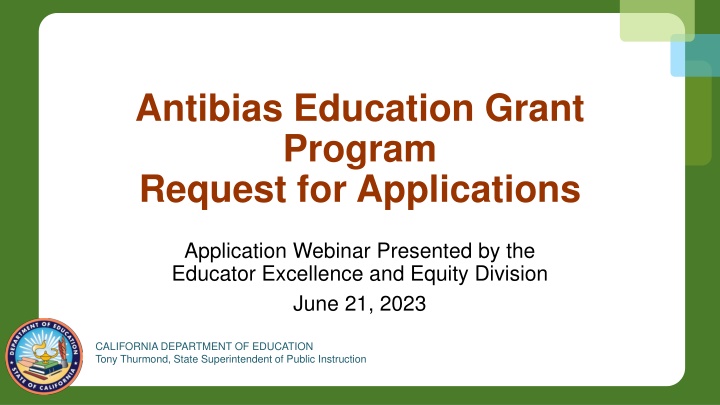 antibias education grant program request