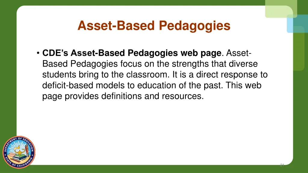 asset based pedagogies