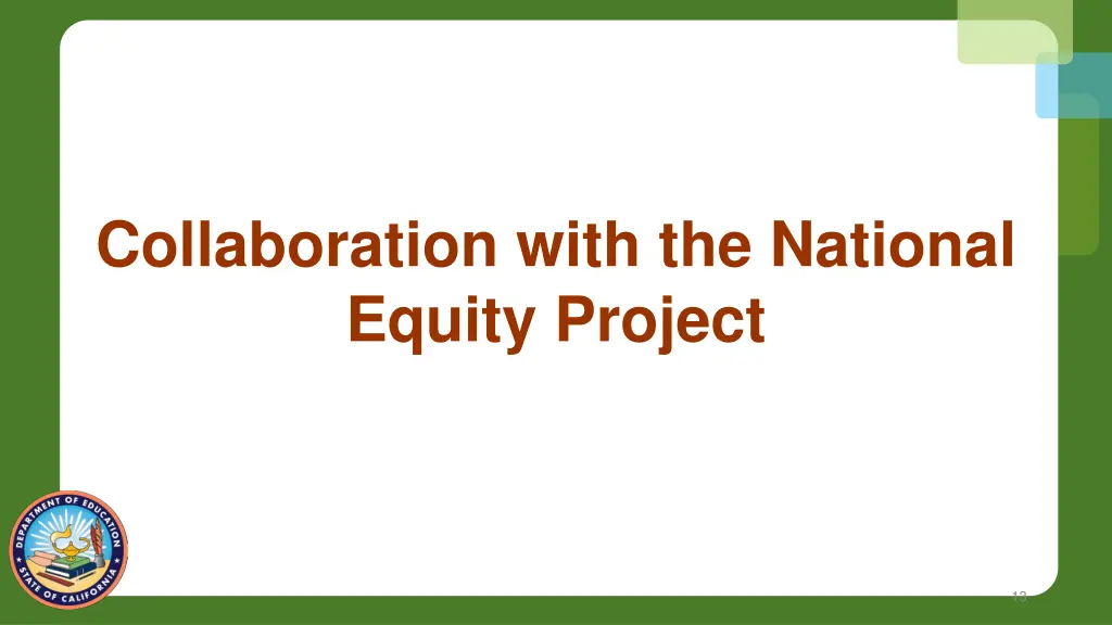 collaboration with the national equity project