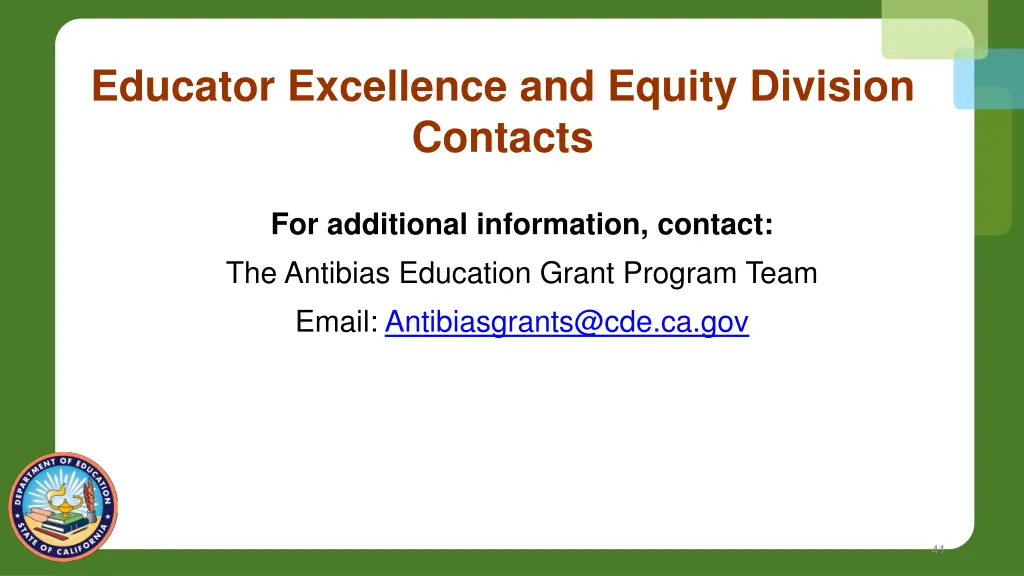 educator excellence and equity division contacts