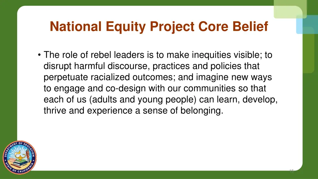 national equity project core belief