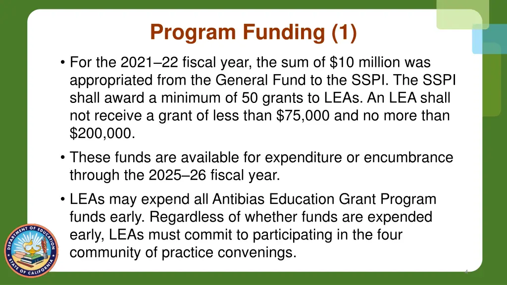 program funding 1