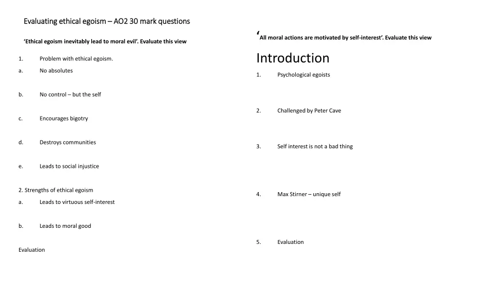 evaluating ethical egoism evaluating ethical