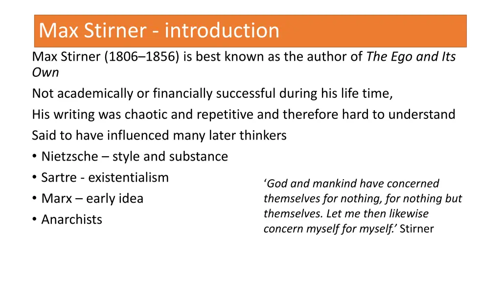 max stirner introduction max stirner 1806 1856