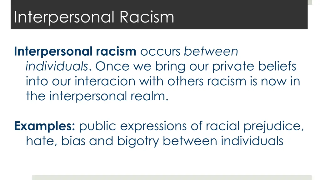 interpersonal racism