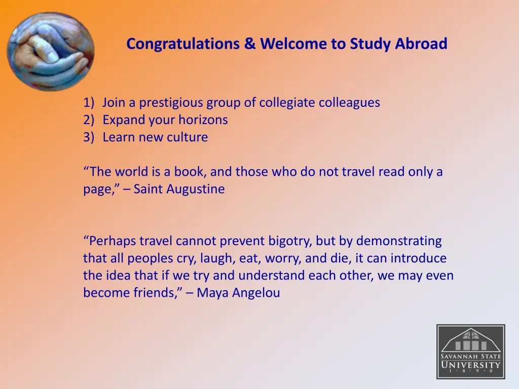 congratulations welcome to study abroad