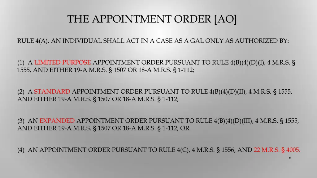 the appointment order ao