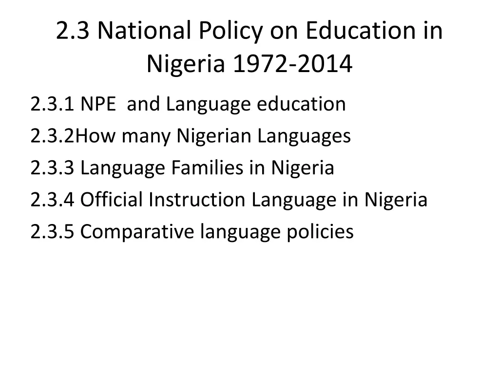 2 3 national policy on education in nigeria 1972