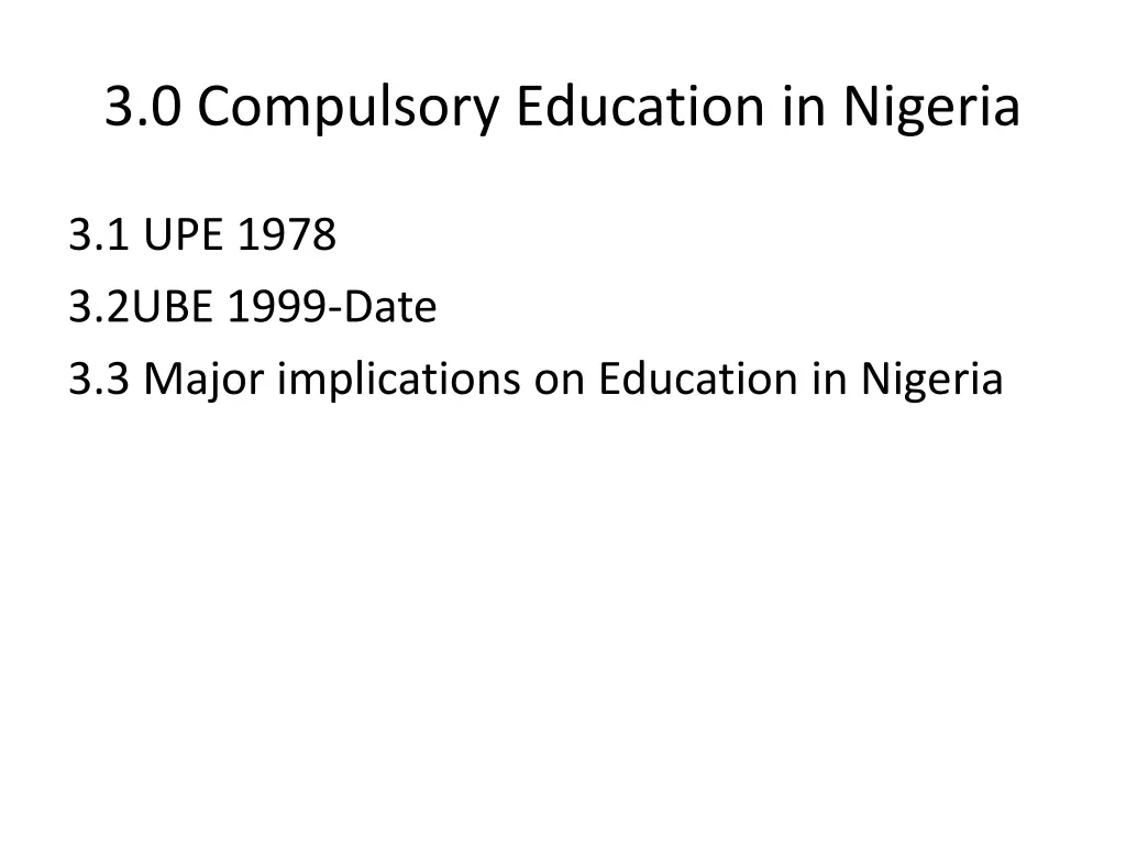 3 0 compulsory education in nigeria