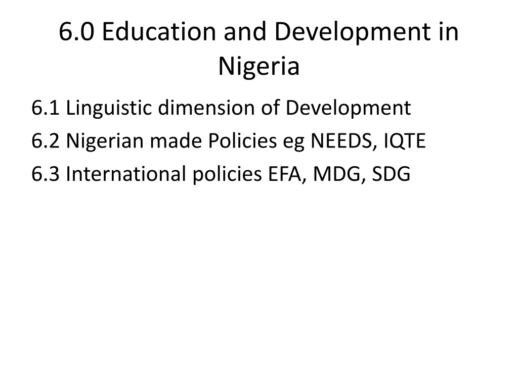 6 0 education and development in nigeria