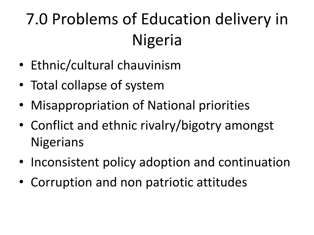 7 0 problems of education delivery in nigeria