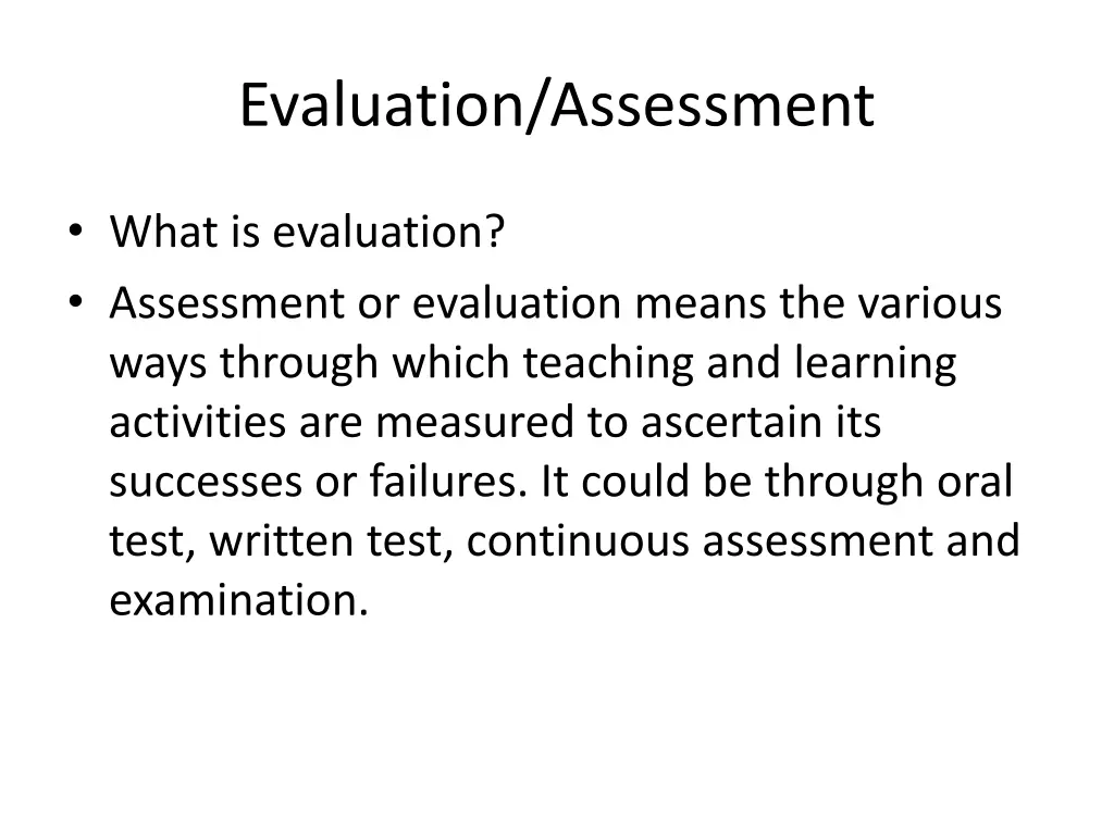 evaluation assessment