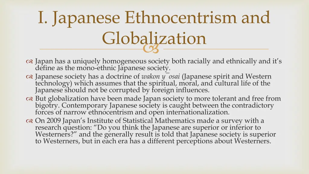 i japanese ethnocentrism and globalization