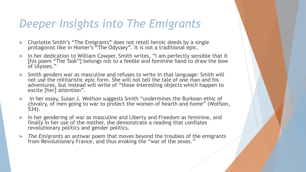 deeper insights into the emigrants