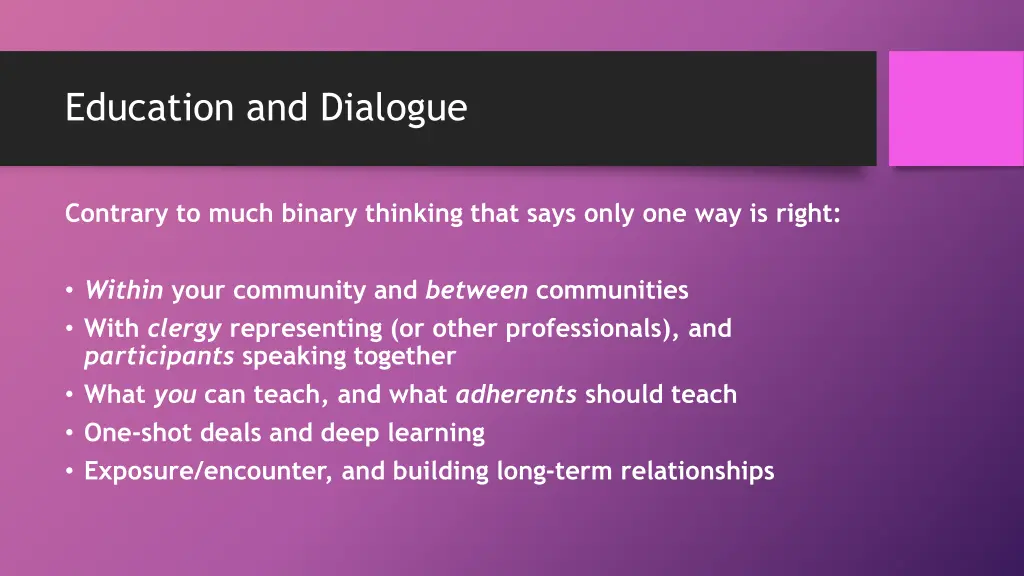 education and dialogue 1