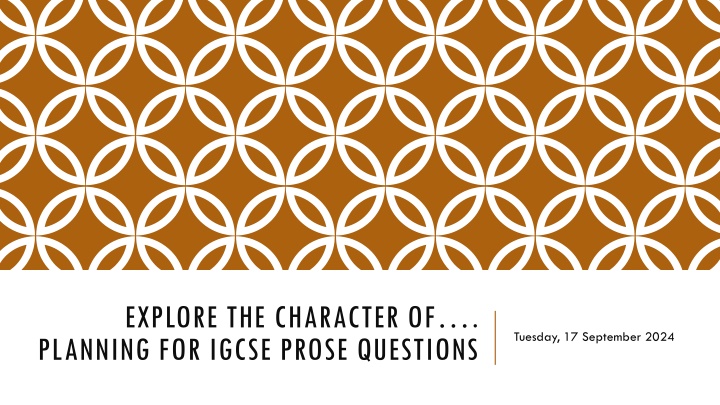 explore the character of planning for igcse prose