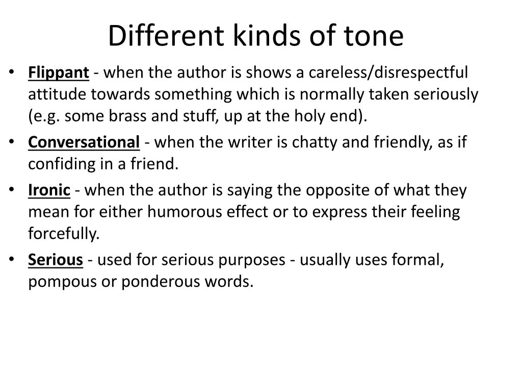 different kinds of tone