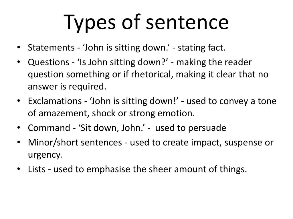 types of sentence