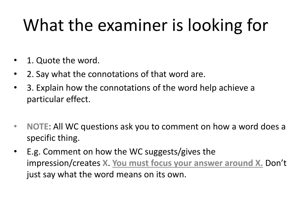 what the examiner is looking for