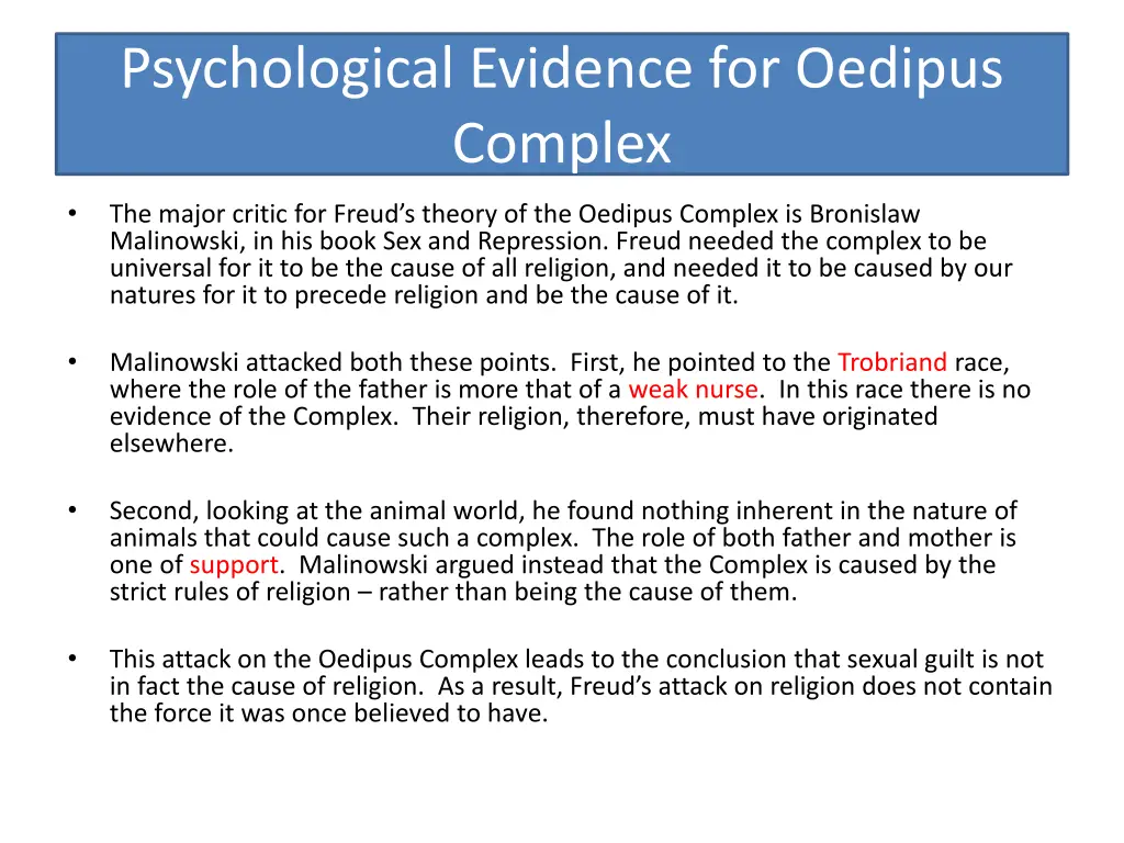 psychological evidence for oedipus complex