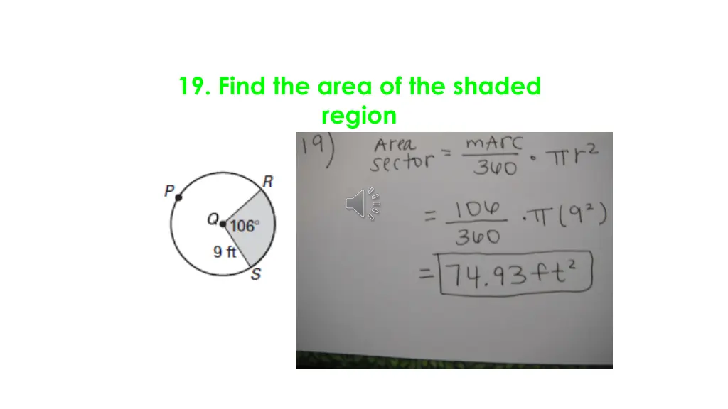 19 find the area of the shaded region