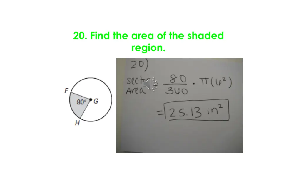 20 find the area of the shaded region