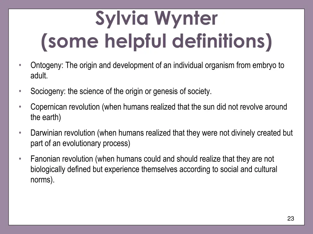 sylvia wynter some helpful definitions