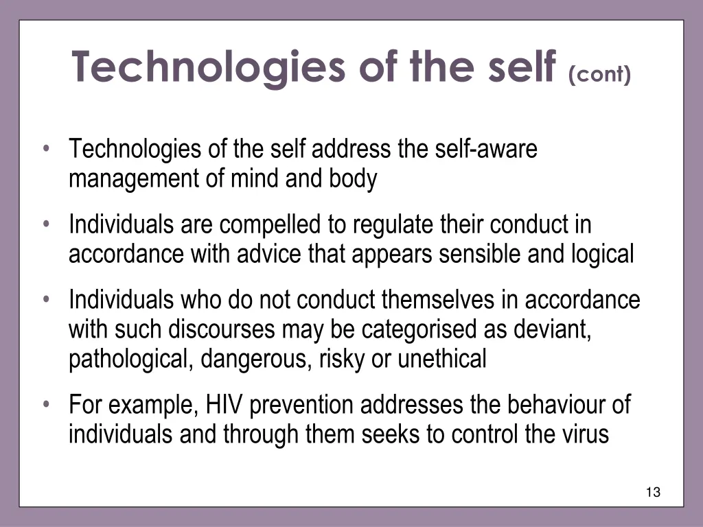 technologies of the self cont