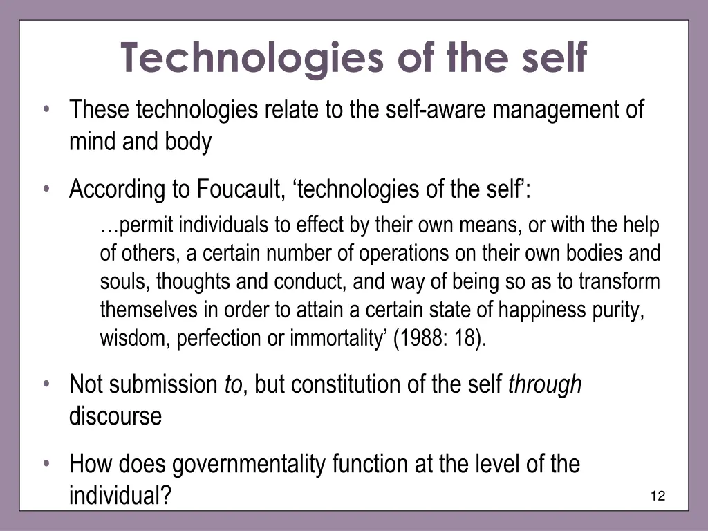 technologies of the self these technologies