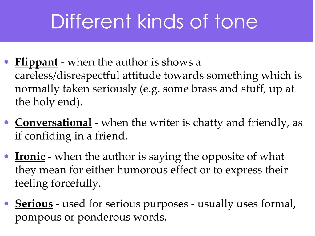 different kinds of tone