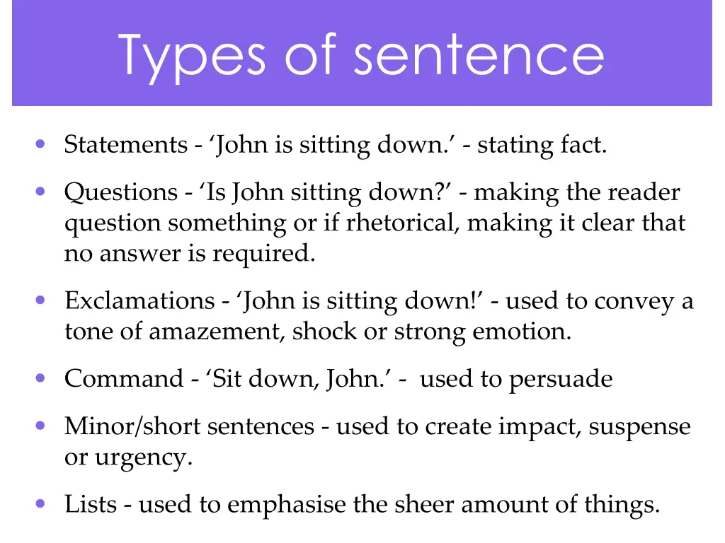 types of sentence