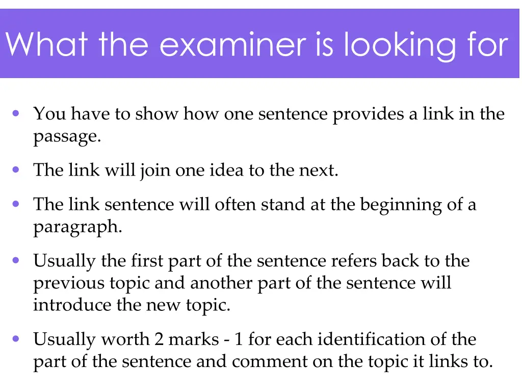 what the examiner is looking for 2