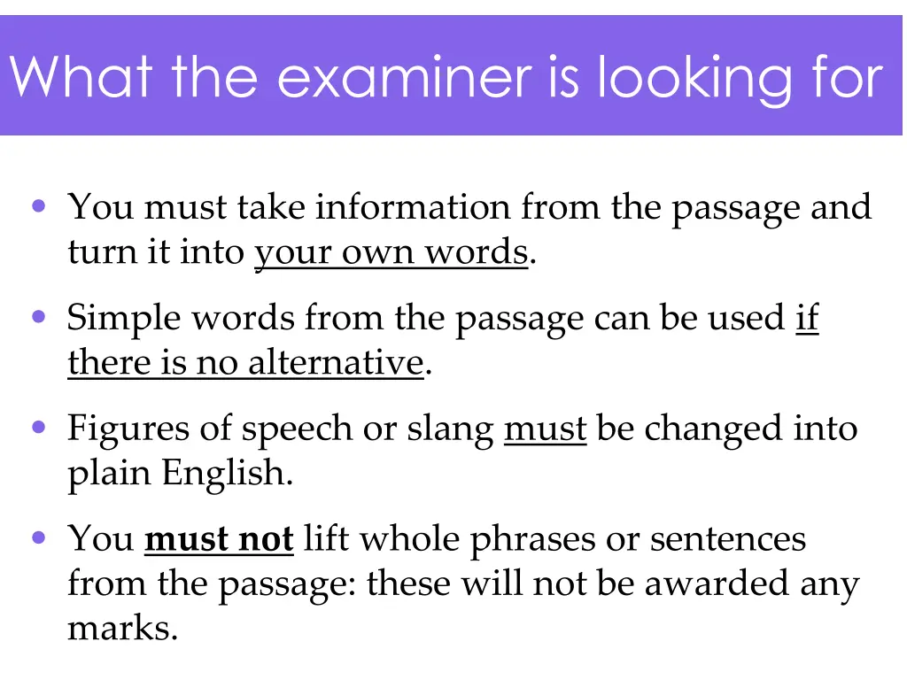 what the examiner is looking for