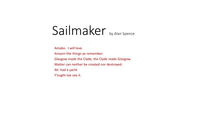 sailmaker by alan spence