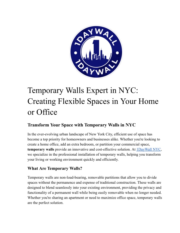 temporary walls expert in nyc creating flexible