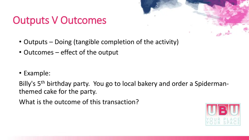 outputs v outcomes outputs v outcomes