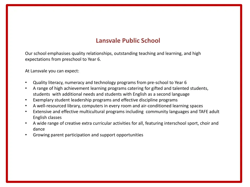 lansvale public school