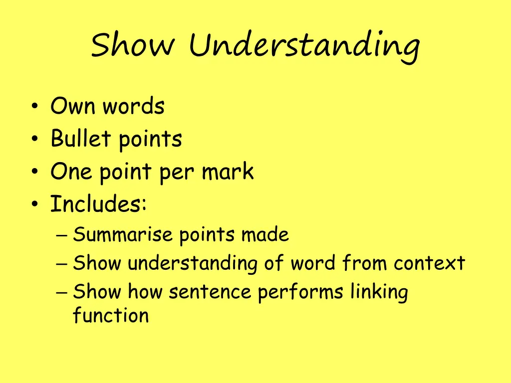 show understanding